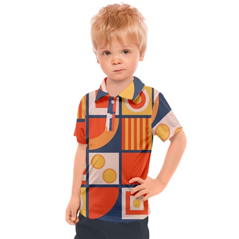 Square Shapes Pattern Design Kids  Polo T-shirt by Loisa77