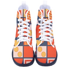 Square Shapes Pattern Design Men s High-top Canvas Sneakers by Loisa77