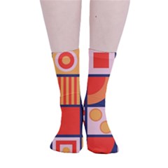 Square Shapes Pattern Design Smooth Crew Length Tube Socks