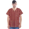 Template Background Red Strip Men s V-Neck Scrub Top View1