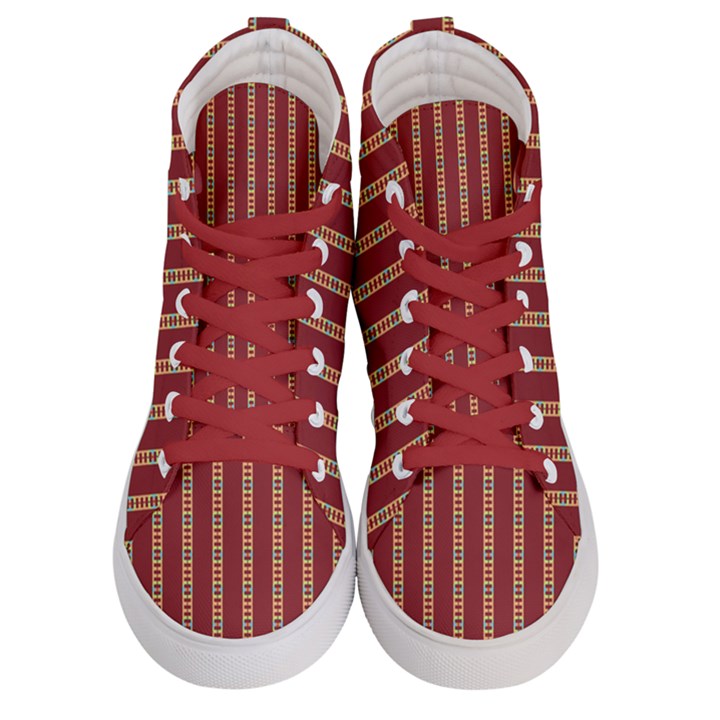 Template Background Red Strip Women s Hi-Top Skate Sneakers