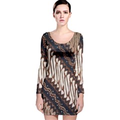 Batik Indonesian Culture Indonesia Authentic Long Sleeve Velvet Bodycon Dress