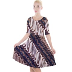 Batik Indonesian Culture Indonesia Authentic Quarter Sleeve A-line Dress With Pockets