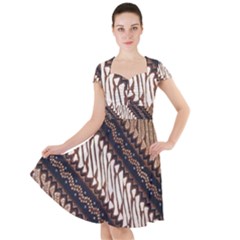 Batik Indonesian Culture Indonesia Authentic Cap Sleeve Midi Dress With Pockets