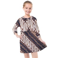 Batik Indonesian Culture Indonesia Authentic Kids  Quarter Sleeve Shirt Dress by Perong