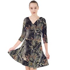 Realtree Camo Seamless Pattern Quarter Sleeve Front Wrap Dress by Perong