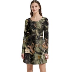 Realtree Camo Seamless Pattern Long Sleeve Velour Skater Dress by Perong