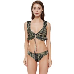 Realtree Camo Seamless Pattern Low Cut Ruffle Edge Bikini Set by Perong