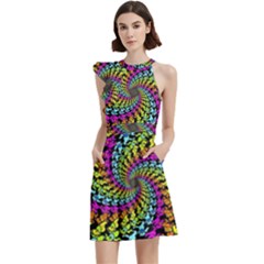 3d Grateful Dead 90 s Neon Dancing Bears Cocktail Party Halter Sleeveless Dress With Pockets by Perong