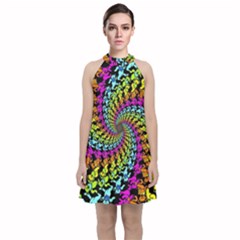 3d Grateful Dead 90 s Neon Dancing Bears Velvet Halter Neckline Dress 