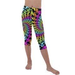 3d Grateful Dead 90 s Neon Dancing Bears Kids  Lightweight Velour Capri Leggings  by Perong