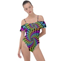 3d Grateful Dead 90 s Neon Dancing Bears Frill Detail One Piece Swimsuit by Perong