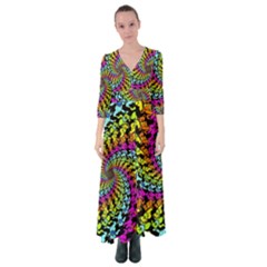 3d Grateful Dead 90 s Neon Dancing Bears Button Up Maxi Dress by Perong