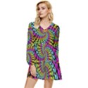 3d Grateful Dead 90 s Neon Dancing Bears Tiered Long Sleeve Mini Dress View1