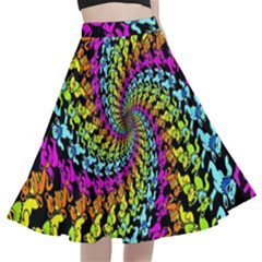 3d Grateful Dead 90 s Neon Dancing Bears A-line Full Circle Midi Skirt With Pocket by Perong