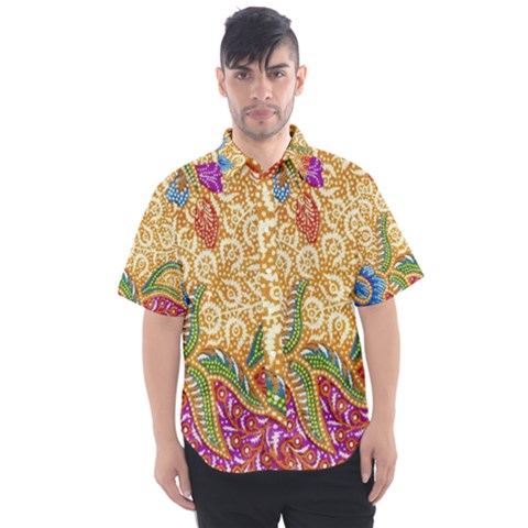 Batik Indonesian Culture Indonesia Authentic Men s Short Sleeve Shirt by Perong