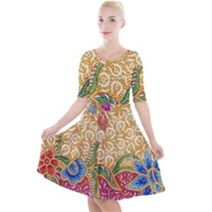 Batik Indonesian Culture Indonesia Authentic Quarter Sleeve A-line Dress by Perong