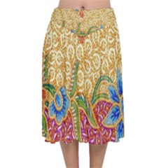 Batik Indonesian Culture Indonesia Authentic Velvet Flared Midi Skirt