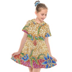 Batik Indonesian Culture Indonesia Authentic Kids  Short Sleeve Shirt Dress by Perong