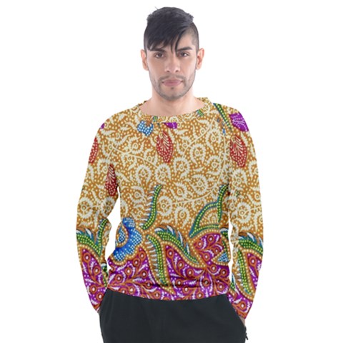 Batik Indonesian Culture Indonesia Authentic Men s Long Sleeve Raglan T-shirt by Perong