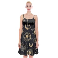 Asian Seamless Pattern With Clouds Moon Sun Stars Vector Collection Oriental Chinese Japanese Korean Spaghetti Strap Velvet Dress