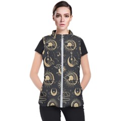 Asian Seamless Pattern With Clouds Moon Sun Stars Vector Collection Oriental Chinese Japanese Korean Women s Puffer Vest