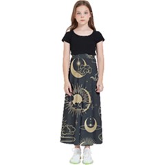 Asian Seamless Pattern With Clouds Moon Sun Stars Vector Collection Oriental Chinese Japanese Korean Kids  Flared Maxi Skirt by Perong