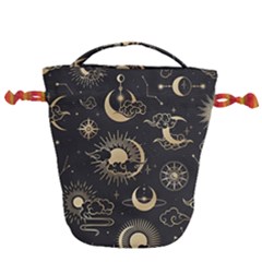 Asian Seamless Pattern With Clouds Moon Sun Stars Vector Collection Oriental Chinese Japanese Korean Drawstring Bucket Bag by Perong