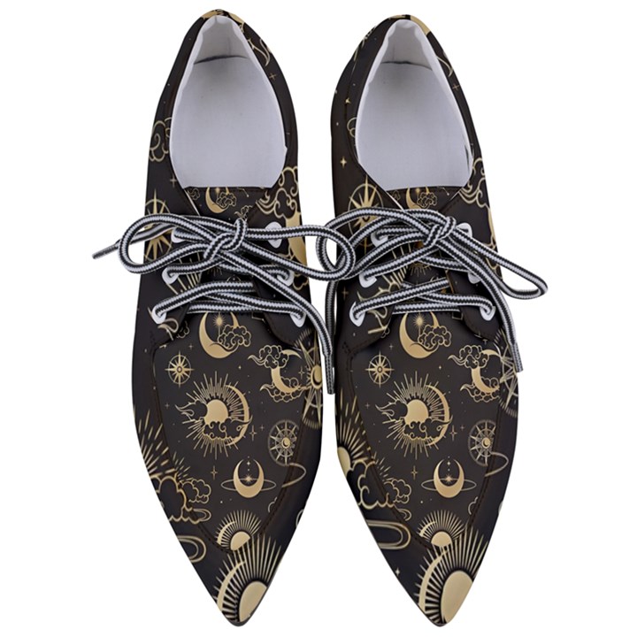 Asian Seamless Pattern With Clouds Moon Sun Stars Vector Collection Oriental Chinese Japanese Korean Pointed Oxford Shoes