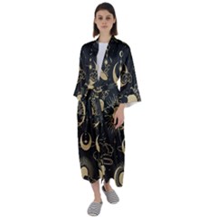 Asian Seamless Pattern With Clouds Moon Sun Stars Vector Collection Oriental Chinese Japanese Korean Maxi Satin Kimono