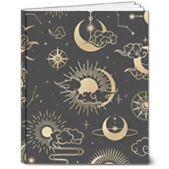 Asian Seamless Pattern With Clouds Moon Sun Stars Vector Collection Oriental Chinese Japanese Korean 8  X 10  Hardcover Notebook by Perong