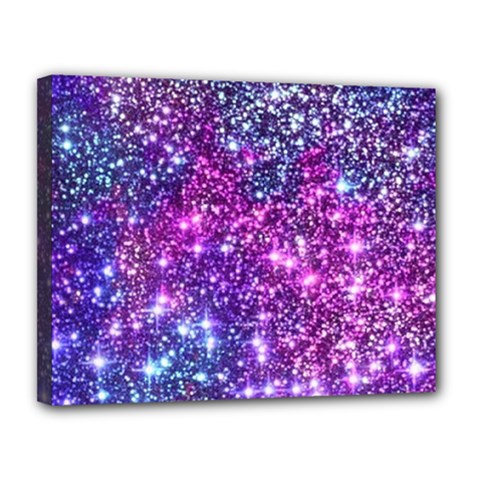 Purple Violet Glitter Galaxy Nebula Space Pattern Canvas 14  x 11  (Stretched)