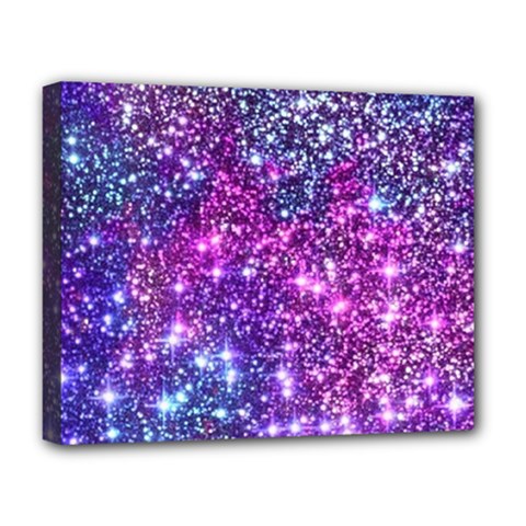 Purple Violet Glitter Galaxy Nebula Space Pattern Deluxe Canvas 20  x 16  (Stretched)