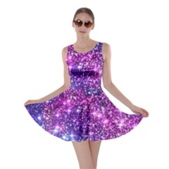 Purple Violet Glitter Galaxy Nebula Space Pattern Skater Dress