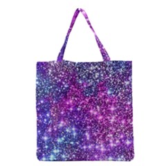 Purple Violet Glitter Galaxy Nebula Space Pattern Grocery Tote Bag