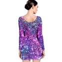 Purple Violet Glitter Galaxy Nebula Space Pattern Long Sleeve Bodycon Dress View2