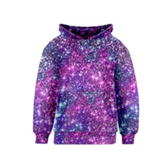 Purple Violet Glitter Galaxy Nebula Space Pattern Kids  Pullover Hoodie by Perong