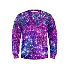 Purple Violet Glitter Galaxy Nebula Space Pattern Kids  Sweatshirt