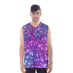 Purple Violet Glitter Galaxy Nebula Space Pattern Men s Basketball Tank Top