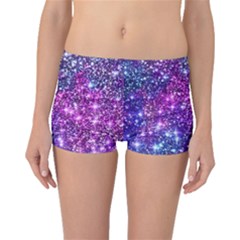 Purple Violet Glitter Galaxy Nebula Space Pattern Boyleg Bikini Bottoms by Perong