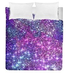 Purple Violet Glitter Galaxy Nebula Space Pattern Duvet Cover Double Side (Queen Size)