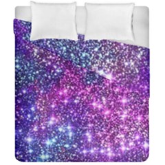 Purple Violet Glitter Galaxy Nebula Space Pattern Duvet Cover Double Side (California King Size)