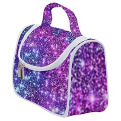 Purple Violet Glitter Galaxy Nebula Space Pattern Satchel Handbag