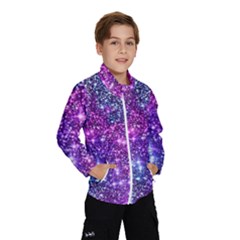 Purple Violet Glitter Galaxy Nebula Space Pattern Kids  Windbreaker