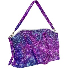 Purple Violet Glitter Galaxy Nebula Space Pattern Canvas Crossbody Bag by Perong