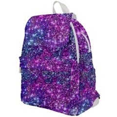 Purple Violet Glitter Galaxy Nebula Space Pattern Top Flap Backpack