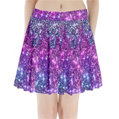 Purple Violet Glitter Galaxy Nebula Space Pattern Pleated Mini Skirt by Perong