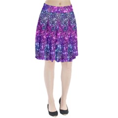 Purple Violet Glitter Galaxy Nebula Space Pattern Pleated Skirt