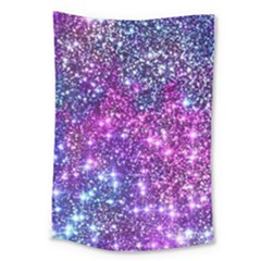 Purple Violet Glitter Galaxy Nebula Space Pattern Large Tapestry