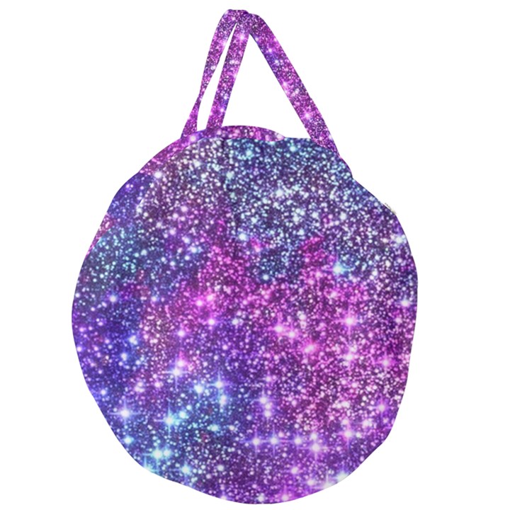 Purple Violet Glitter Galaxy Nebula Space Pattern Giant Round Zipper Tote